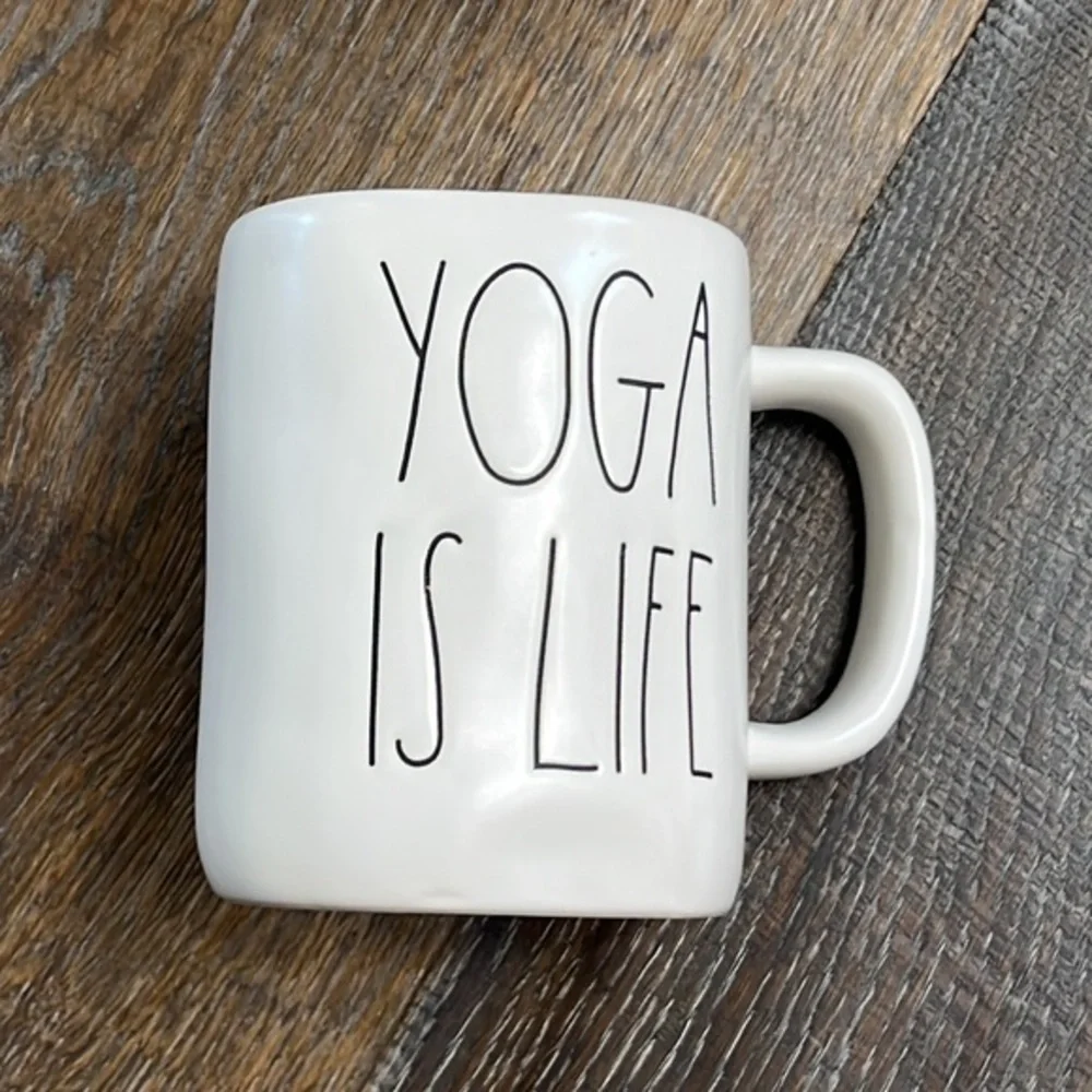Rae Dunn - ‘Yoga’ mug/dish towels bundle. NWT